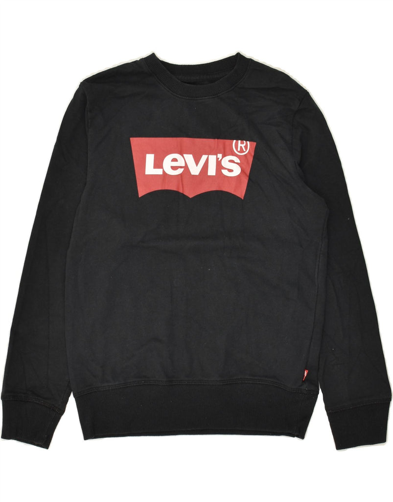 LEVI'S Boys Graphic Sweatshirt Jumper 10-11 Years Medium Black Cotton | Vintage Levi's | Thrift | Second-Hand Levi's | Used Clothing | Messina Hembry 