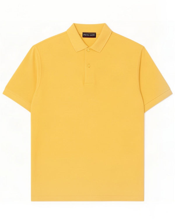 Pierre Cardin Mens Polo Shirt IT 48 Medium Yellow Cotton