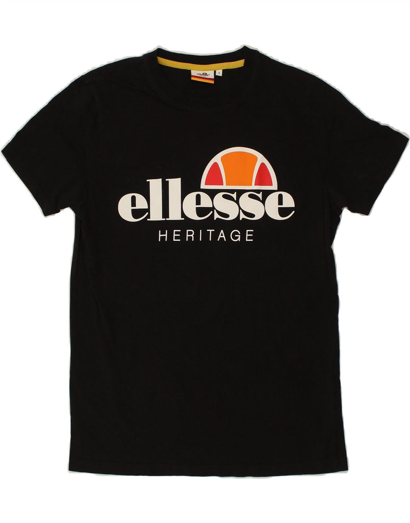 ELLESSE Mens Graphic T-Shirt Top Small Black Cotton | Vintage Ellesse | Thrift | Second-Hand Ellesse | Used Clothing | Messina Hembry 