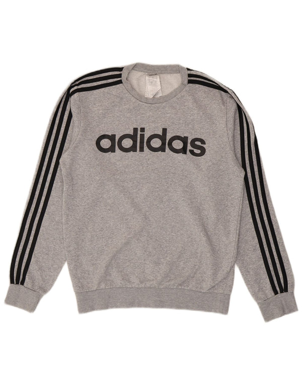 Adidas Mens Graphic Sweatshirt Jumper Small Grey Cotton