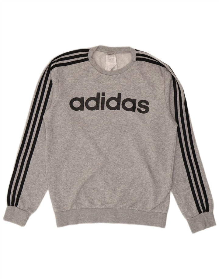 Adidas Mens Graphic Sweatshirt Jumper Small Grey Cotton