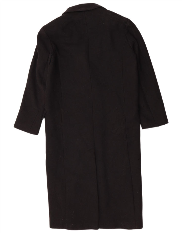 Zara Womens Double Breasted Coat UK 14 Medium Black Wool