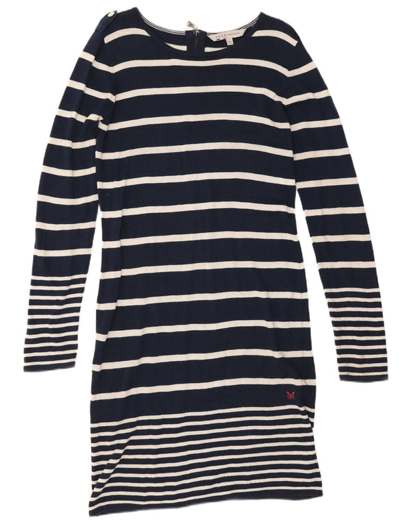 Crew Clothing Womens Jumper Dress UK 12 Medium Navy Blue Striped