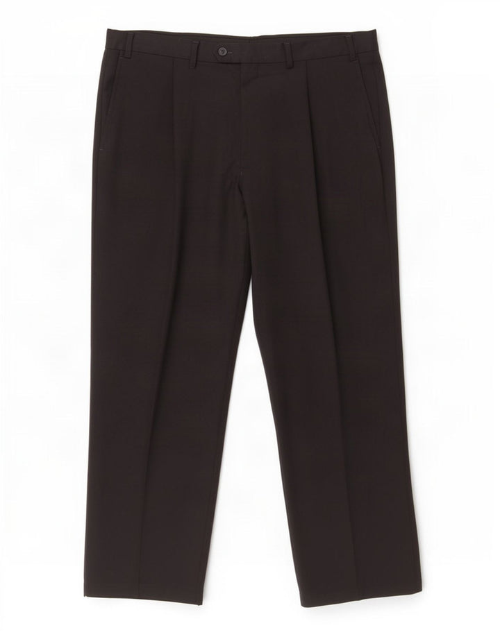 Marks & Spencer Mens Pegged Suit Trousers W38 L31 Black Polyester