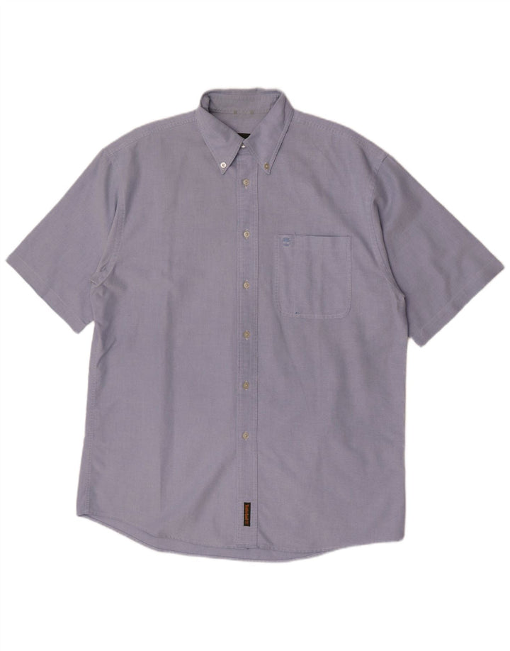 Timberland Mens Short Sleeve Shirt Medium Blue Cotton