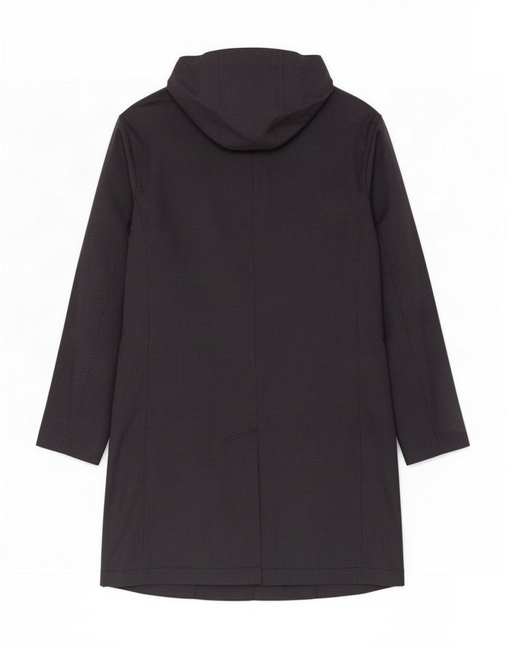Zara Mens Hooded Overcoat UK 40 Large Black Houndstooth Polyester