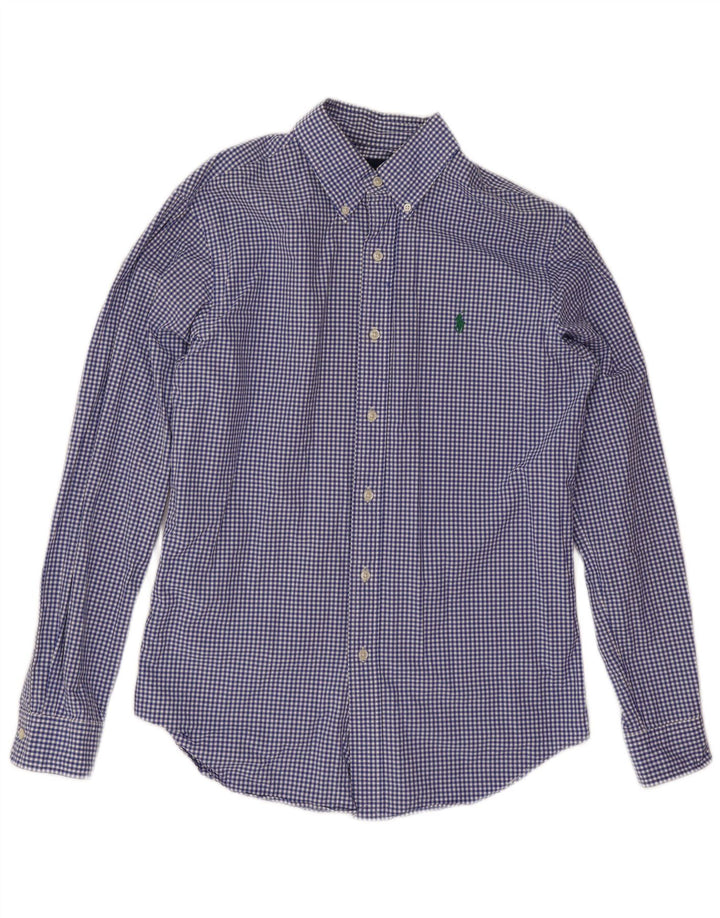Ralph Lauren Mens Slim Fit Shirt Medium Blue Gingham Cotton
