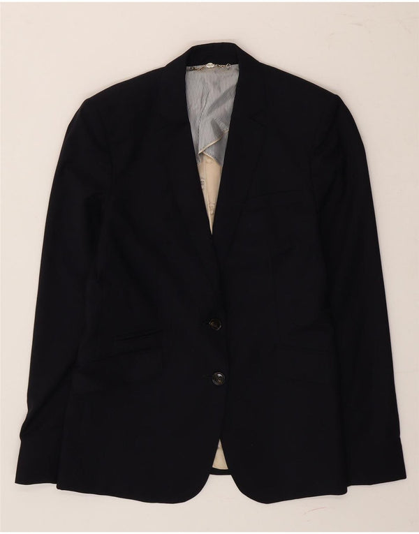 Massimo Dutti Womens 2 Button Blazer Jacket EU 40 Medium Navy Blue Wool