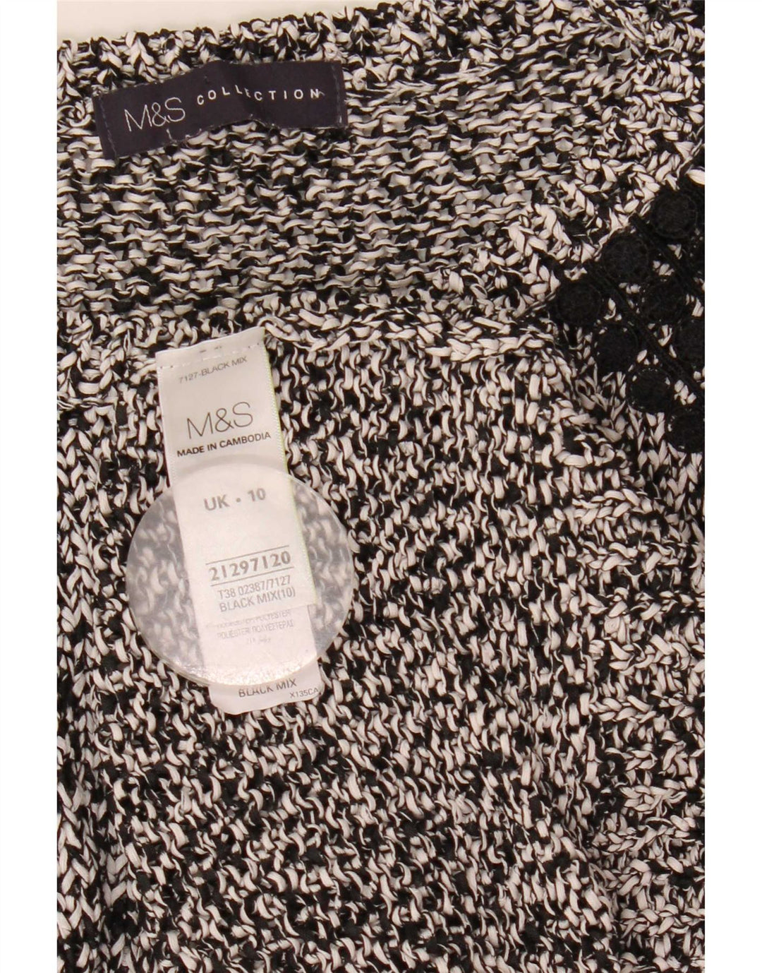 Marks & Spencer Womens Boat Neck Jumper Sweater UK 10 Small Grey Flecked