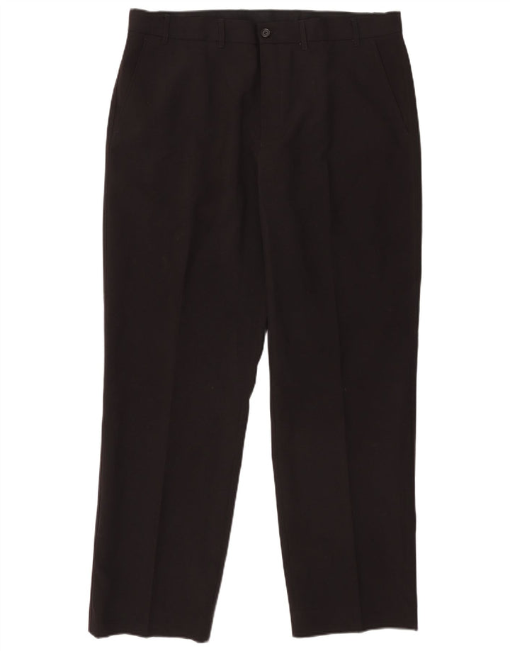 Marks & Spencer Mens Straight Chino Trousers W38 L31 Black Polyester