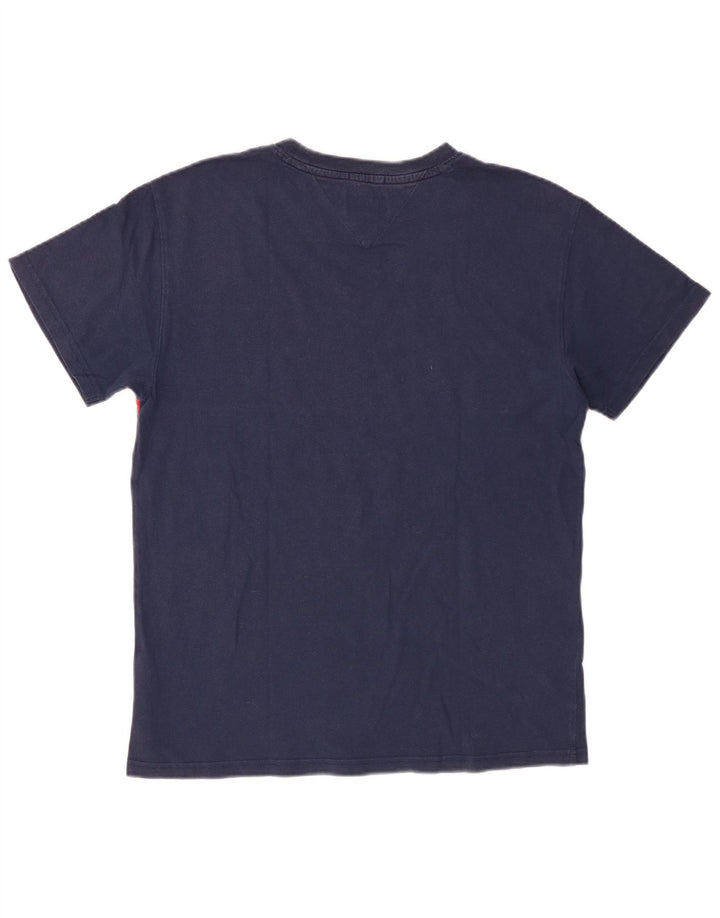 Tommy Hilfiger Mens Graphic T-Shirt Top Medium Navy Blue Colourblock