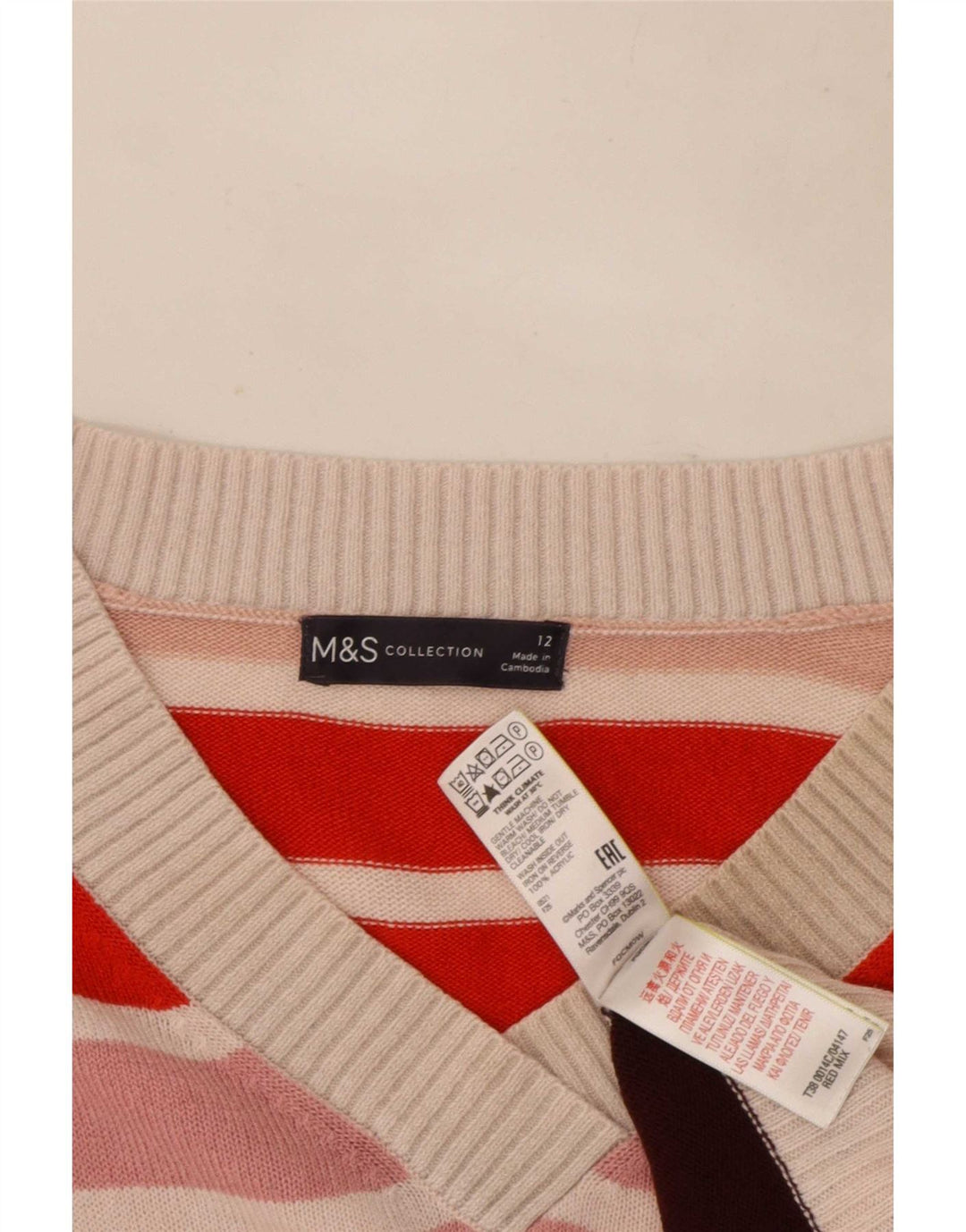 Marks & Spencer Womens V-Neck Jumper Sweater UK 12 Medium Multicoloured