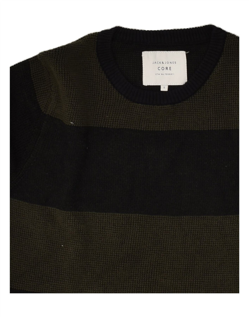 JACK & JONES Mens Crew Neck Jumper Sweater Small Green Colourblock Cotton | Vintage Jack & Jones | Thrift | Second-Hand Jack & Jones | Used Clothing | Messina Hembry 