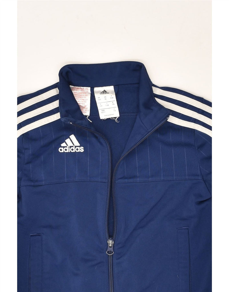 ADIDAS Boys Tracksuit Top Jacket 7-8 Years Navy Blue Colourblock Polyester | Vintage Adidas | Thrift | Second-Hand Adidas | Used Clothing | Messina Hembry 