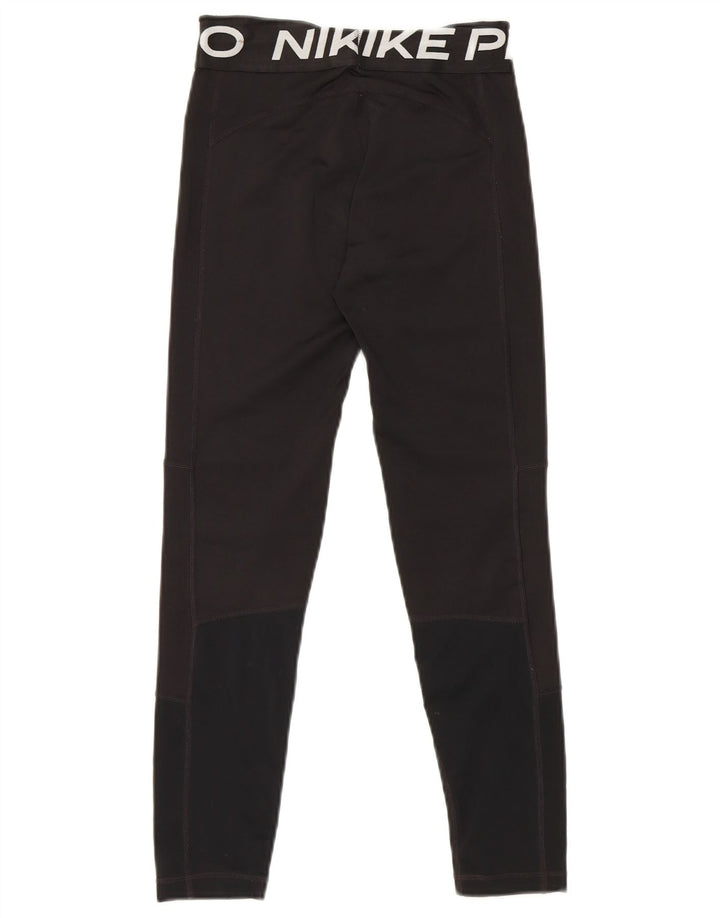 Nike Boys Dri Fit Graphic Leggings 10-11 Years Medium Black Colourblock