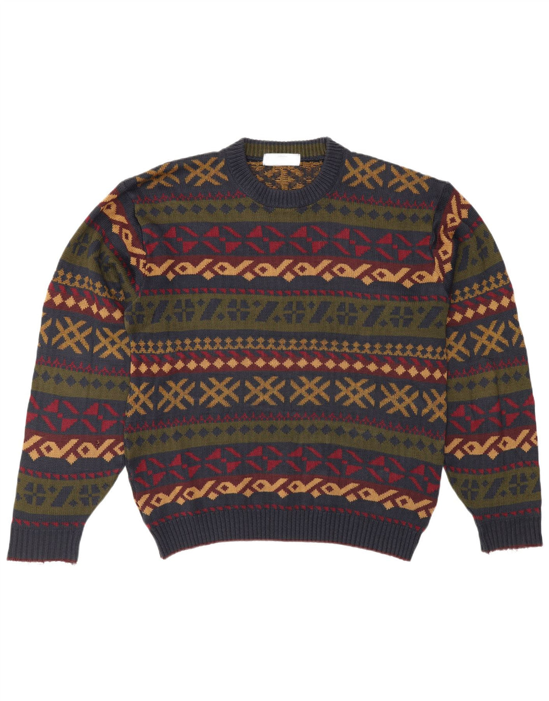 Marks & Spencer Mens Crew Neck Jumper Sweater Large Multicoloured Geometric