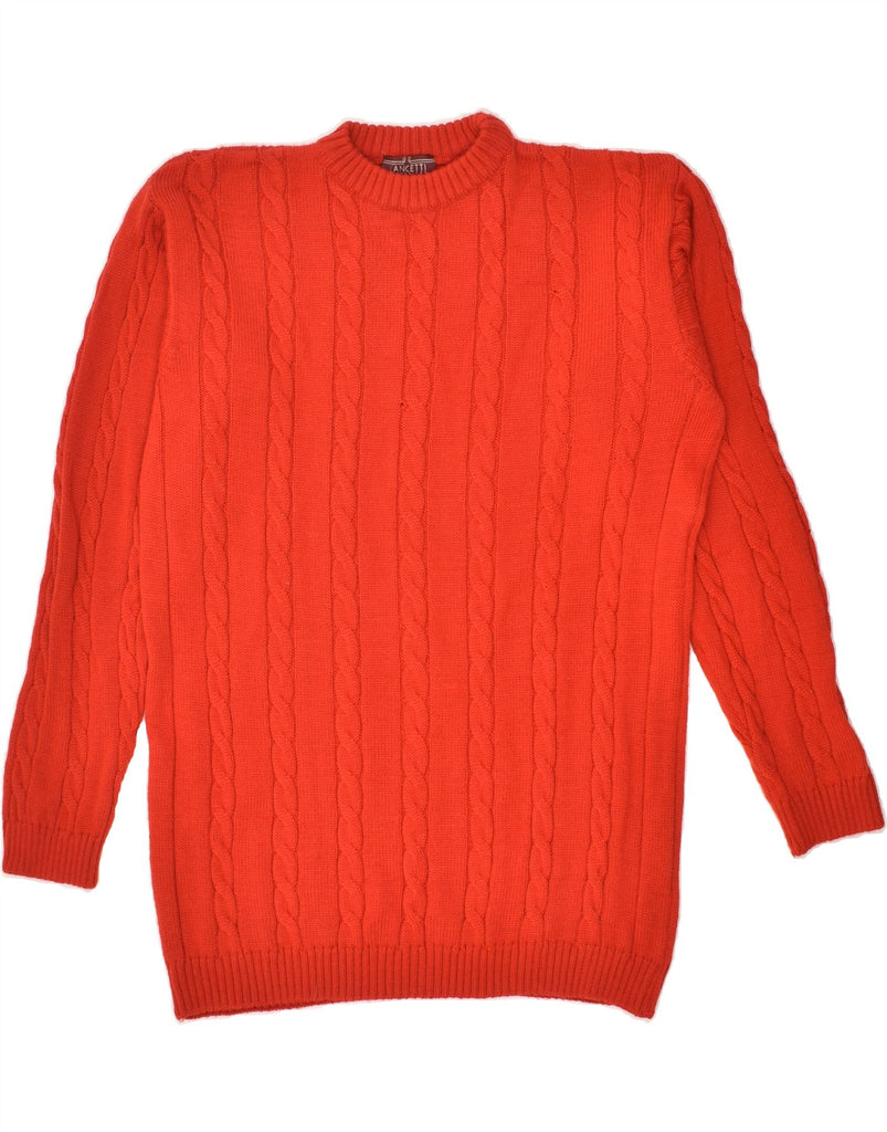 LANCETTI Mens Crew Neck Jumper Sweater IT 50 Medium Red Merino Wool | Vintage Lancetti | Thrift | Second-Hand Lancetti | Used Clothing | Messina Hembry 