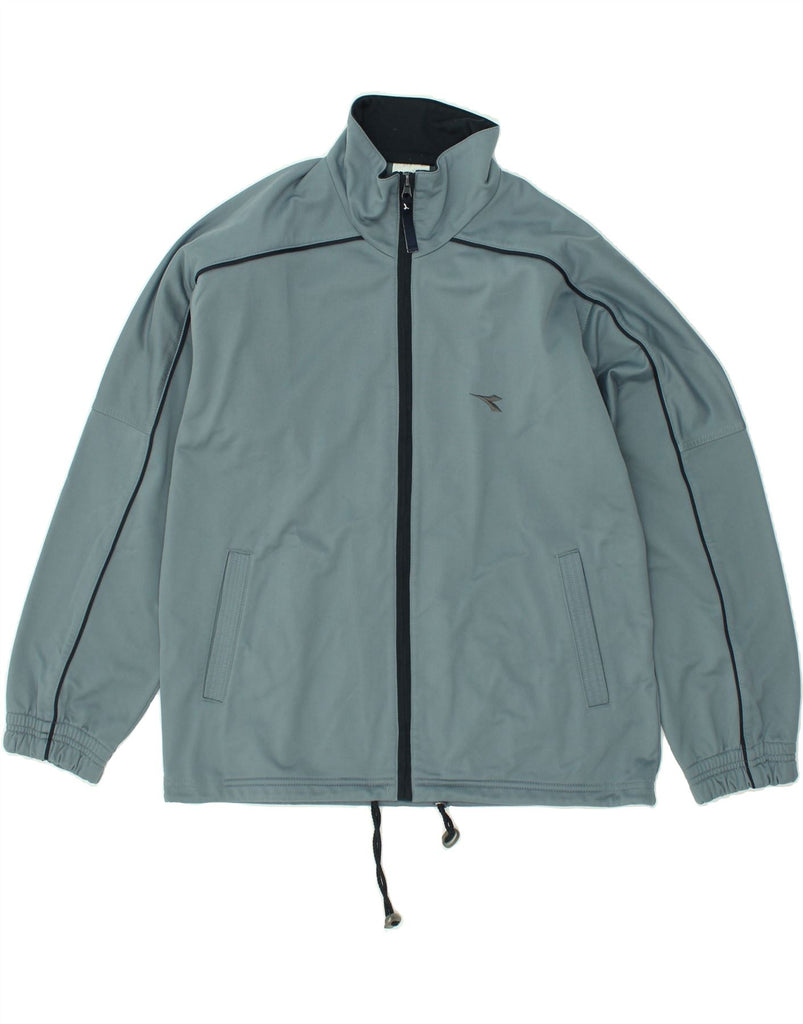 DIADORA Mens Tracksuit Top Jacket UK 40 Medium Navy Blue Polyester | Vintage Diadora | Thrift | Second-Hand Diadora | Used Clothing | Messina Hembry 