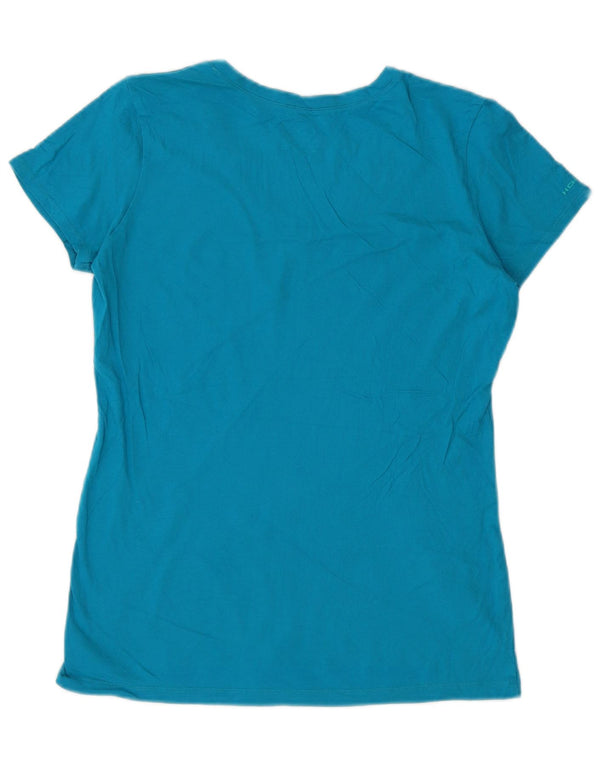Under Armour Womens Heat Gear Graphic T-Shirt Top UK 12 Medium Blue Cotton