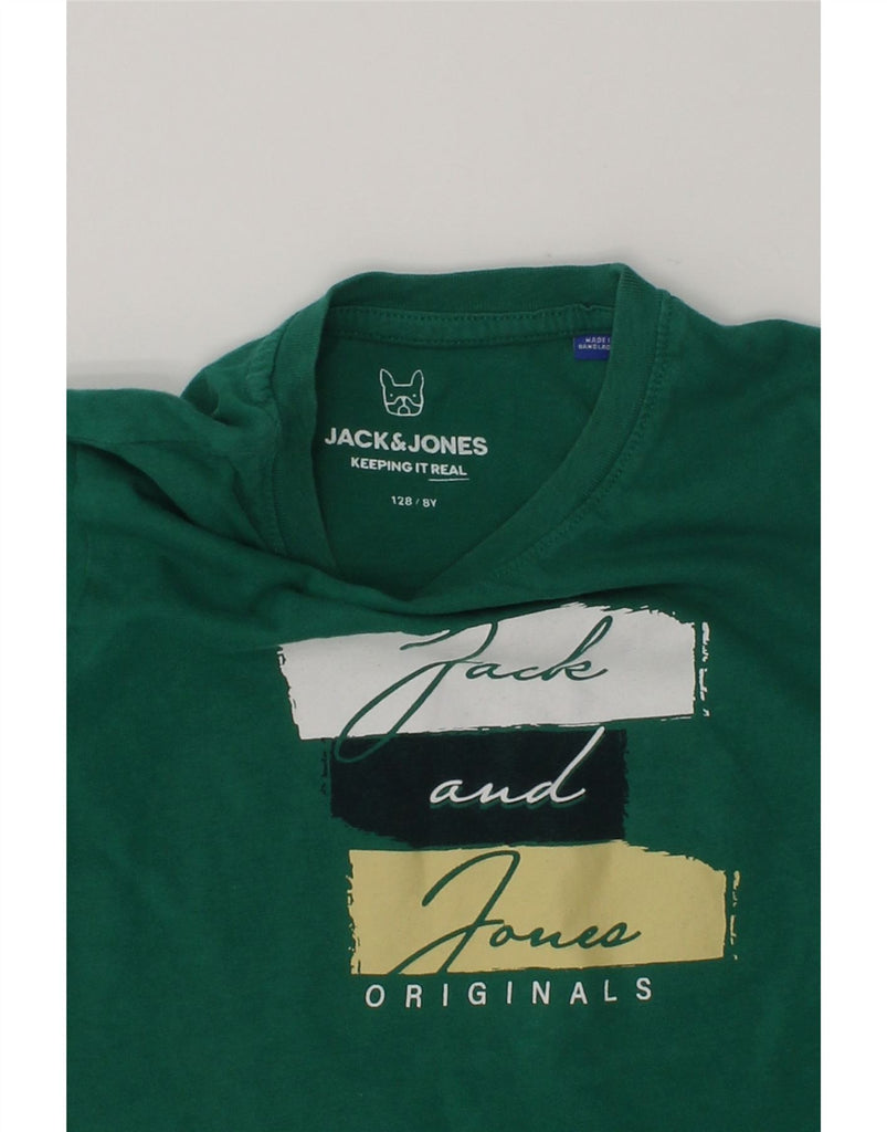 JACK & JONES Boys Graphic T-Shirt Top 7-8 Years Green Cotton | Vintage Jack & Jones | Thrift | Second-Hand Jack & Jones | Used Clothing | Messina Hembry 