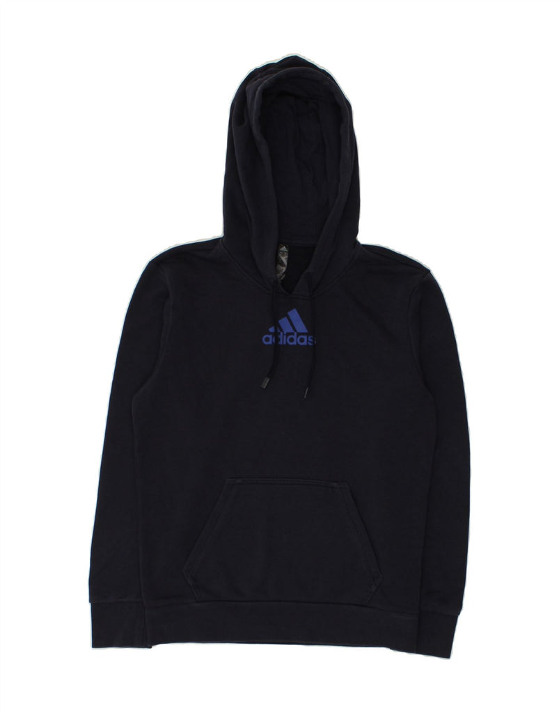 ADIDAS Mens Graphic Hoodie Jumper Small Navy Blue Cotton | Vintage Adidas | Thrift | Second-Hand Adidas | Used Clothing | Messina Hembry 