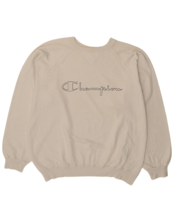 Champion Mens Graphic Sweatshirt Jumper XL White Cotton