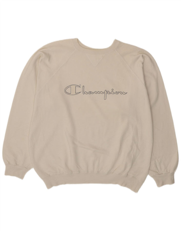 Champion Mens Graphic Sweatshirt Jumper XL White Cotton