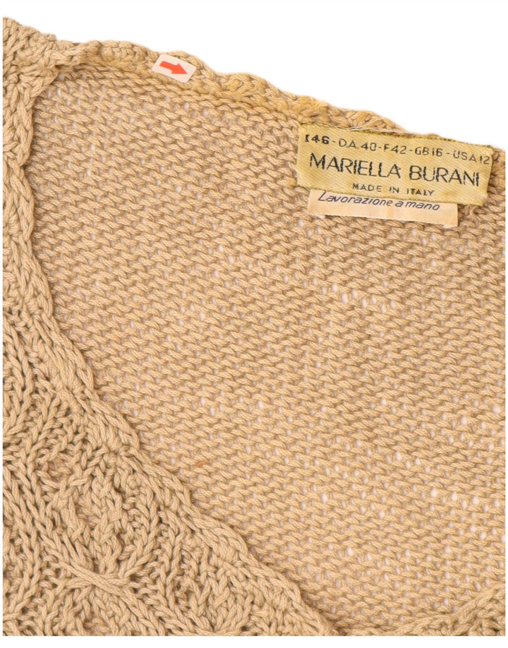 MARIELLA BURANI Womens Short Sleeve Cardigan Sweater UK 16 Large  Beige