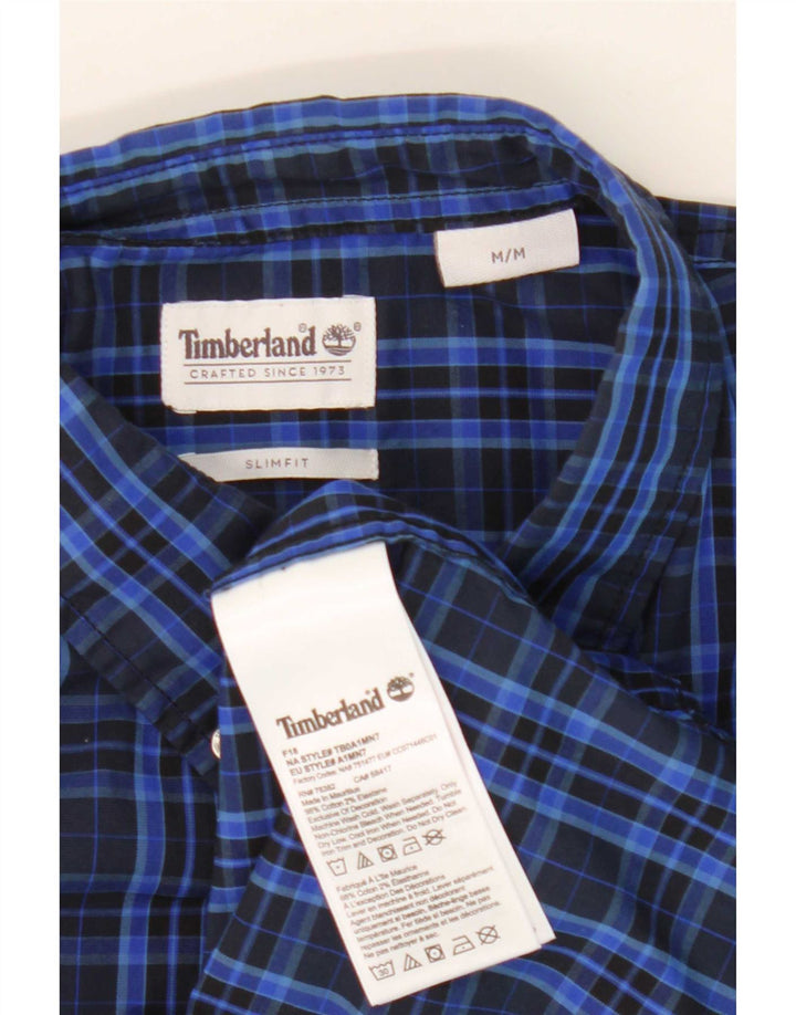 Timberland Mens Slim Fit Shirt Medium Blue Check Cotton