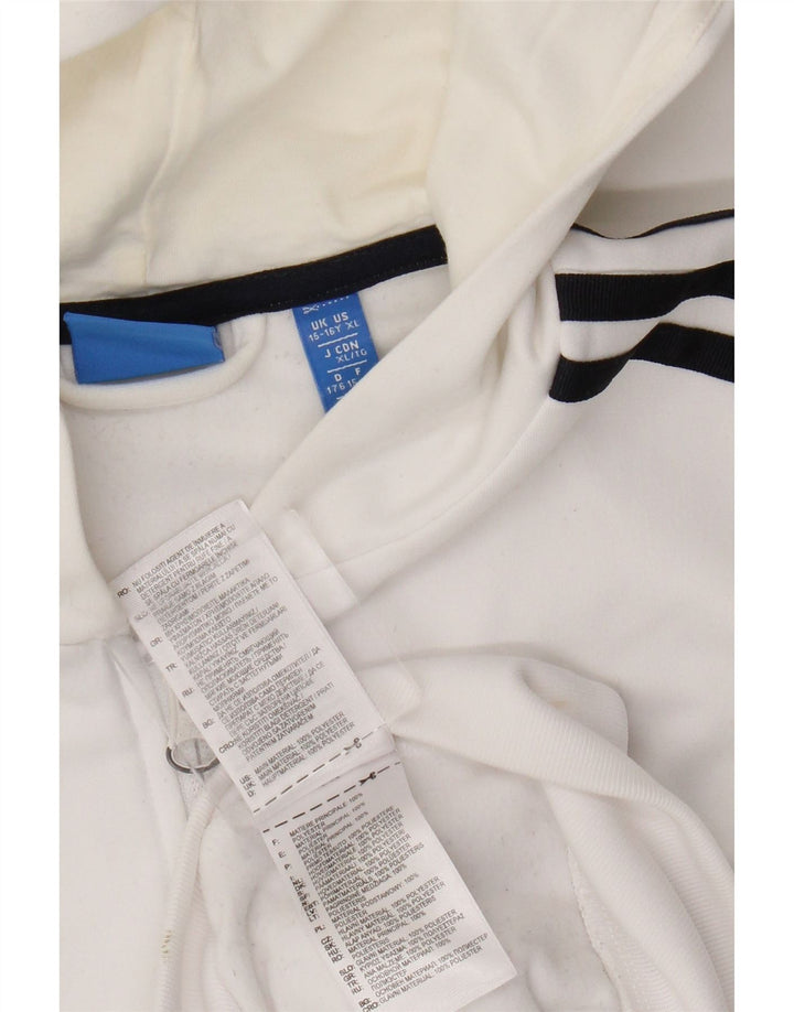 Adidas Boys Graphic Zip Hoodie Sweater 15-16 Years White Polyester