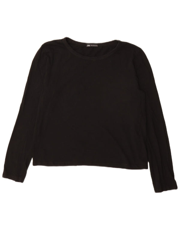 Zara Womens Top Long Sleeve UK 18 XL Black Cotton
