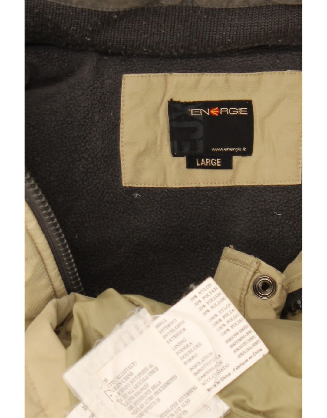 Energie Mens Hooded Padded Jacket UK 40 Large Beige Nylon