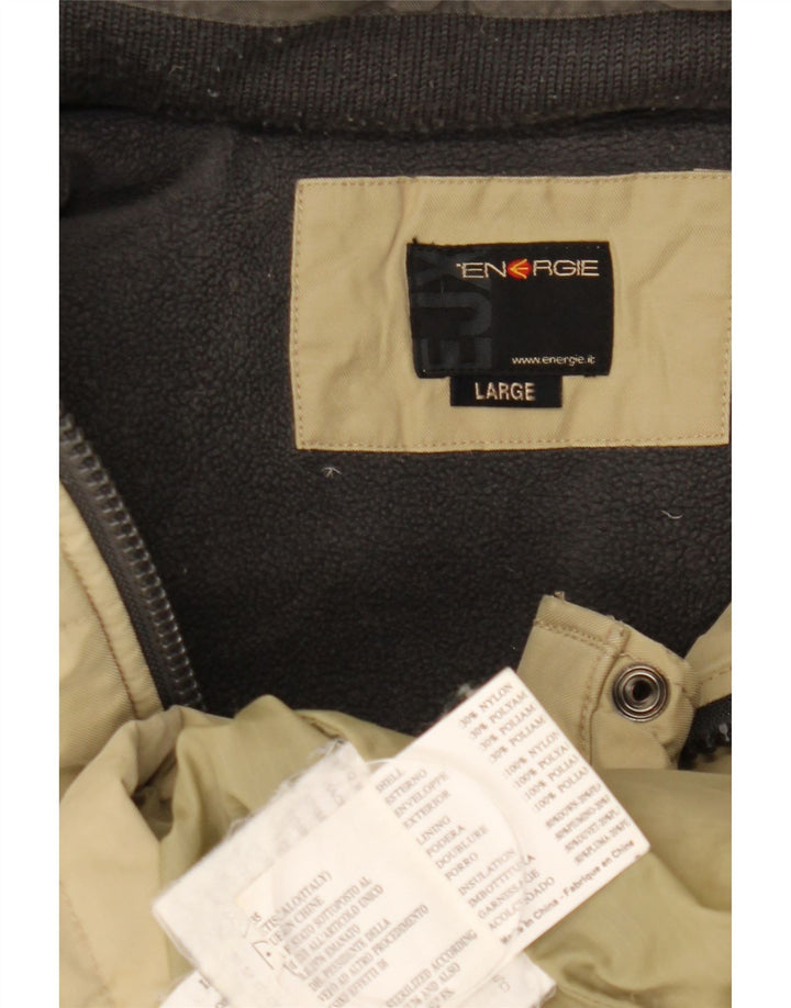 Energie Mens Hooded Padded Jacket UK 40 Large Beige Nylon