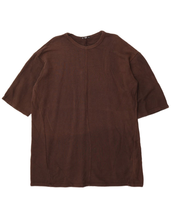 Zara Womens Oversized T-Shirt Dress UK 14 Medium Brown Cotton