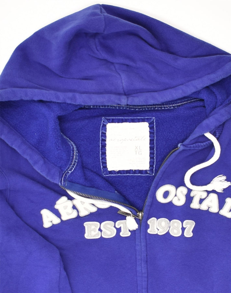 AEROPOSTALE Womens Graphic Zip Hoodie Sweater UK 18 XL Blue Cotton | Vintage Aeropostale | Thrift | Second-Hand Aeropostale | Used Clothing | Messina Hembry 