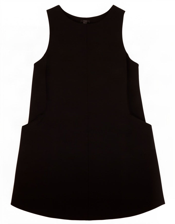 Cos Womens Sleeveless Shift Dress UK 12 Medium Black Wool