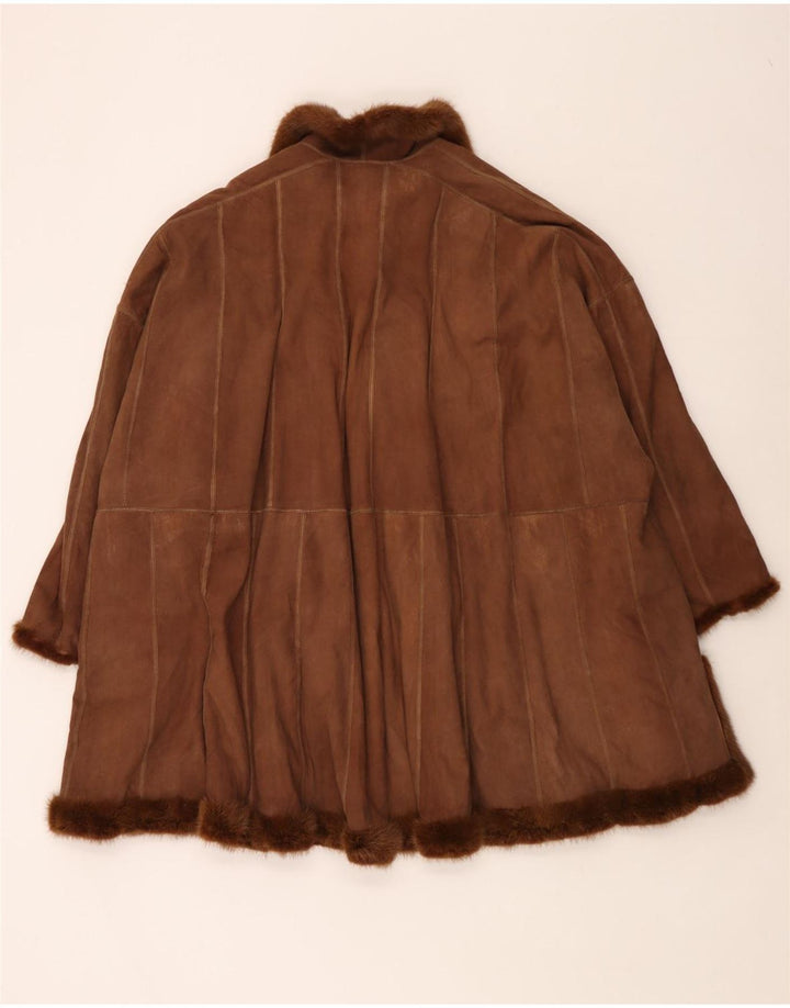 Vintage Womens Oversized Reversible Fur Coat UK 18 XL Brown