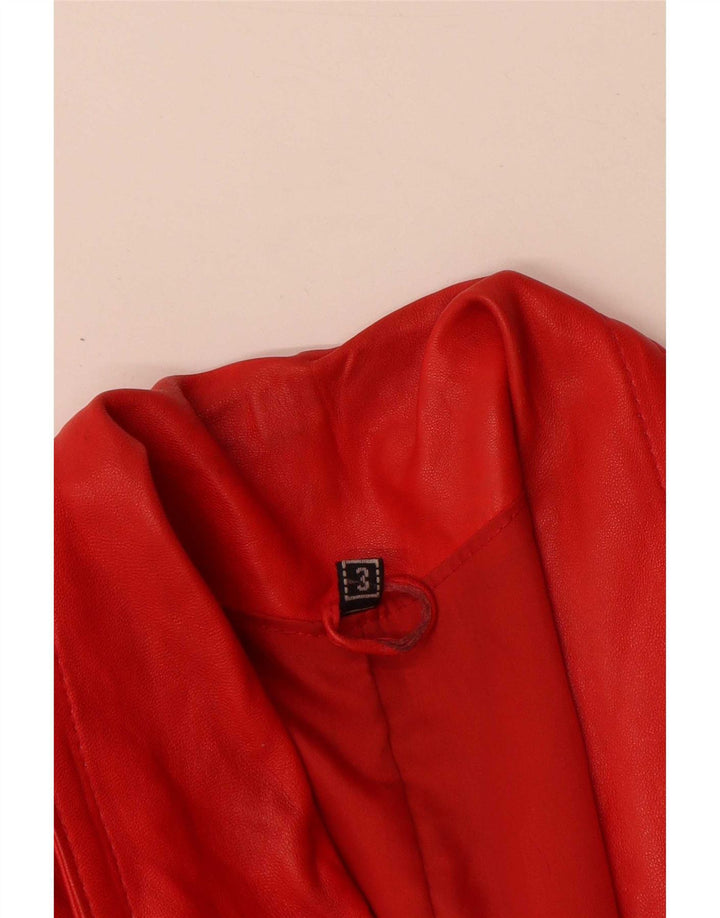 Vintage Womens Oversized Leather Coat UK 18 XL Red