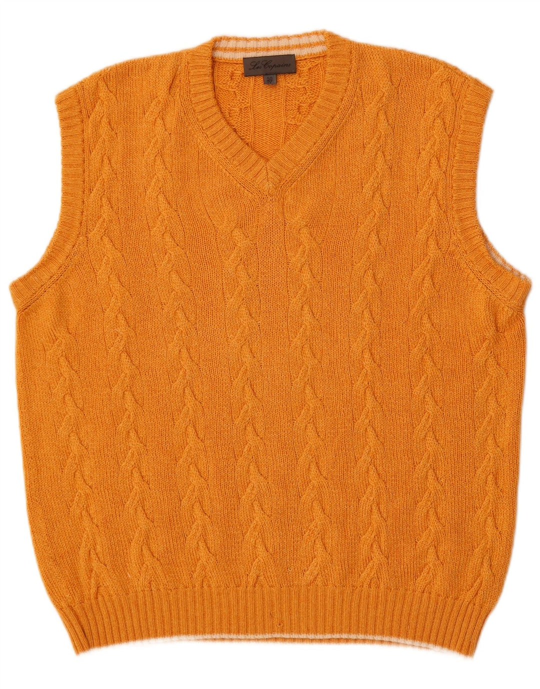 Les Copains Mens Vest Tank Top IT 50 Medium Orange Wool