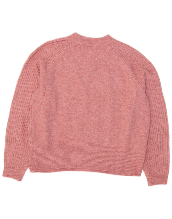 Marks & Spencer Womens Crew Neck Jumper Sweater UK 14 Medium Pink Acrylic