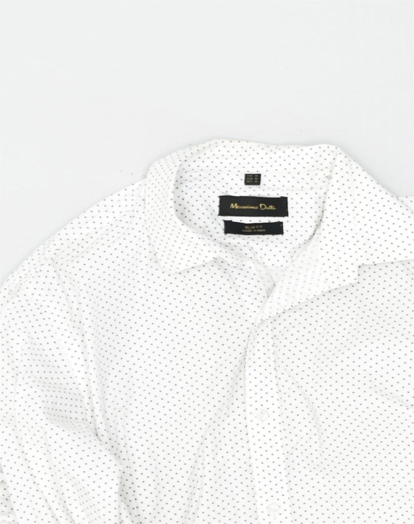 MASSIMO DUTTI Mens Slim Fit Shirt Medium White Polka Dot Cotton | Vintage Massimo Dutti | Thrift | Second-Hand Massimo Dutti | Used Clothing | Messina Hembry 