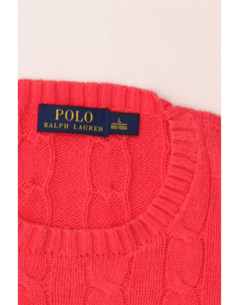 RALPH LAUREN Mens Crew Neck Jumper Sweater Large Red Cotton Vintage Ralph Lauren and Second-Hand Ralph Lauren from Messina Hembry 