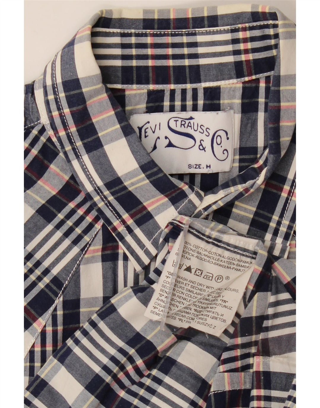 LEVI'S Mens Shirt Medium Navy Blue Check Cotton