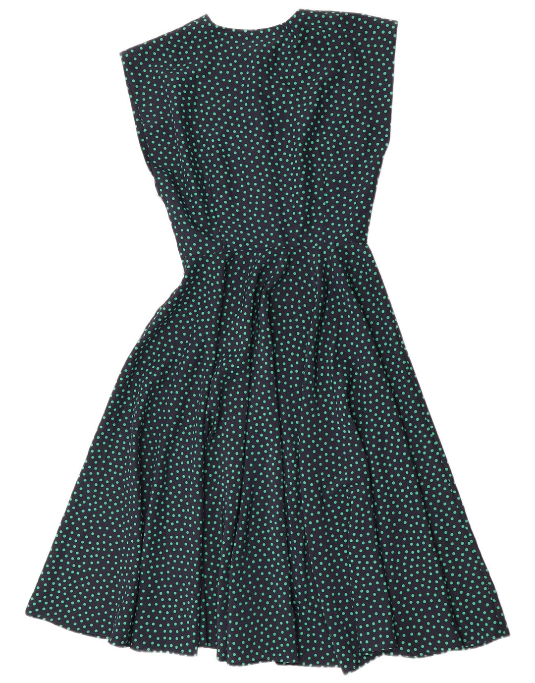 Vintage Womens A-Line Dress UK 10 Small Navy Blue Polka Dot
