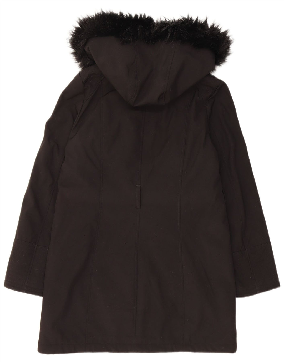 Dkny Womens Hooded Parka Jacket UK 10 Small Black Polyester