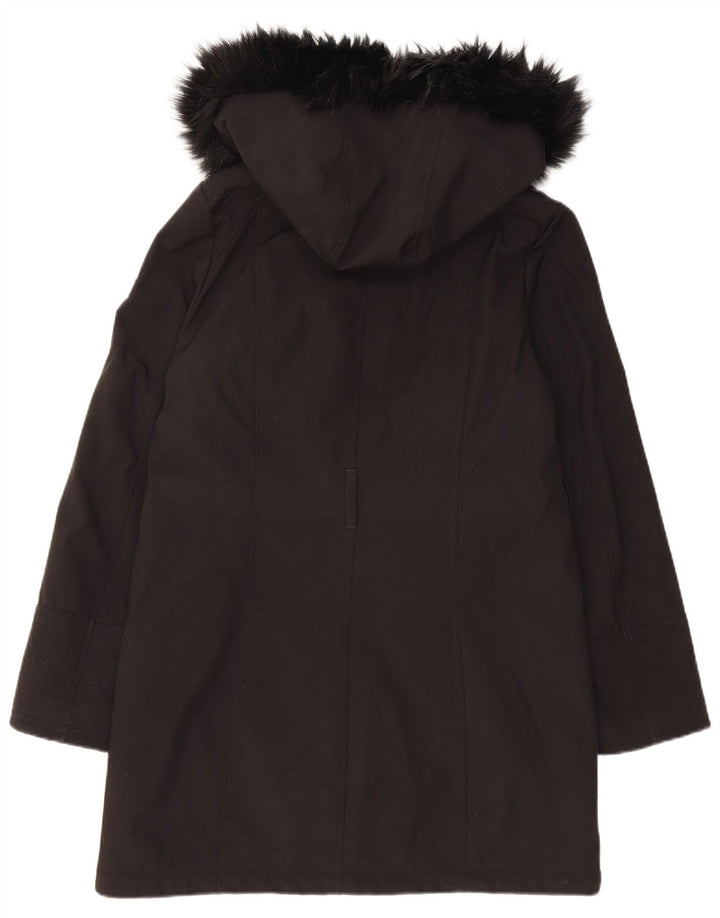 Dkny Womens Hooded Parka Jacket UK 10 Small Black Polyester