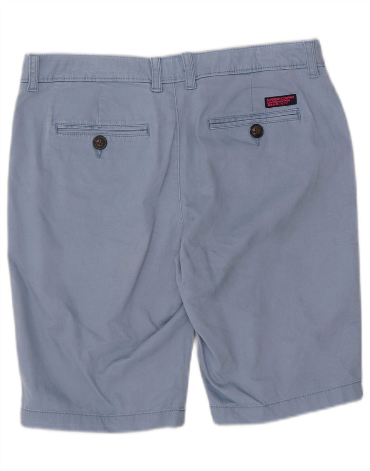 SUPERDRY Womens Chino Shorts W34 Large Blue Cotton