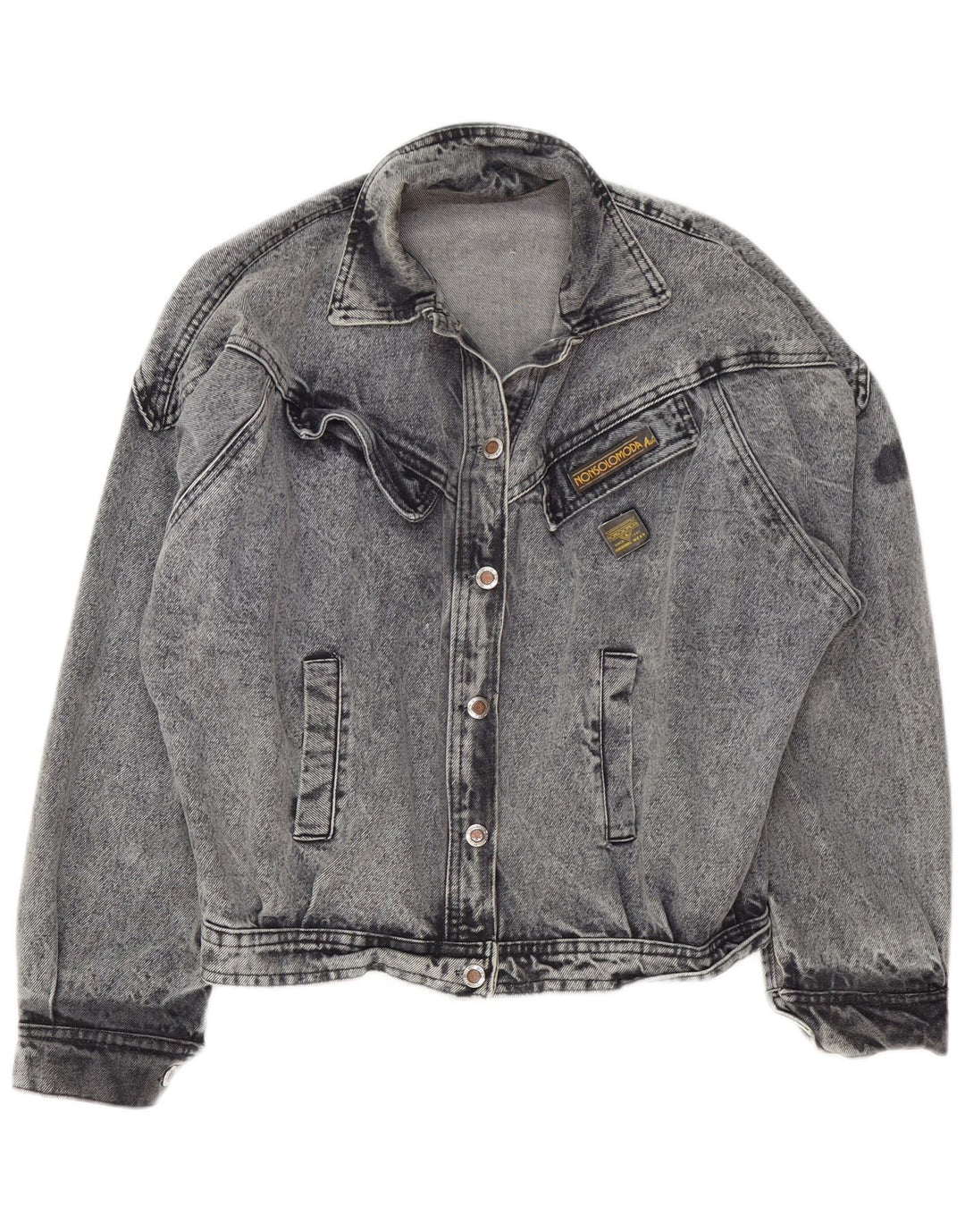 VINTAGE Womens Oversized Denim Jacket UK 16 Large Grey