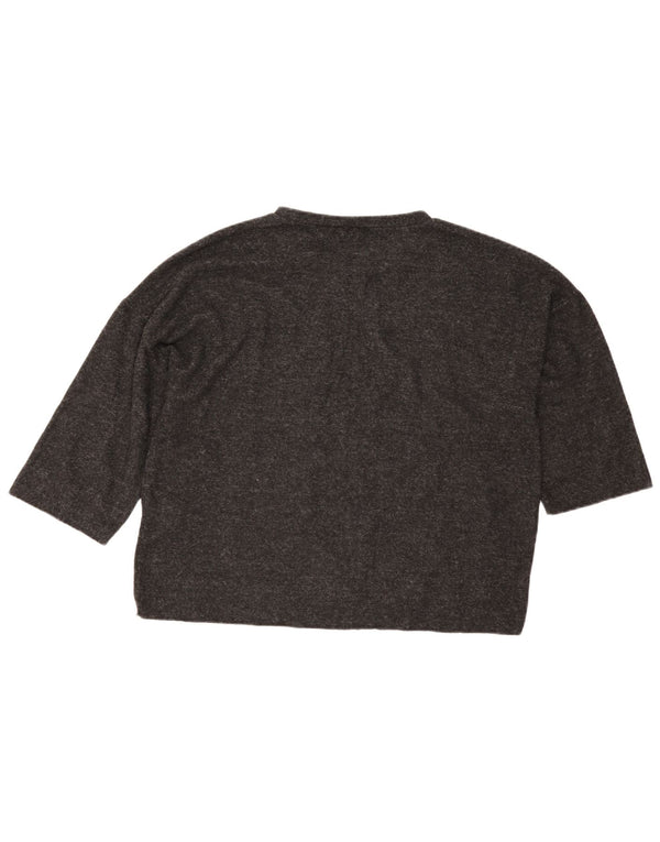 Zara Womens Top 3/4 Sleeve UK 16 Large Grey Polyester