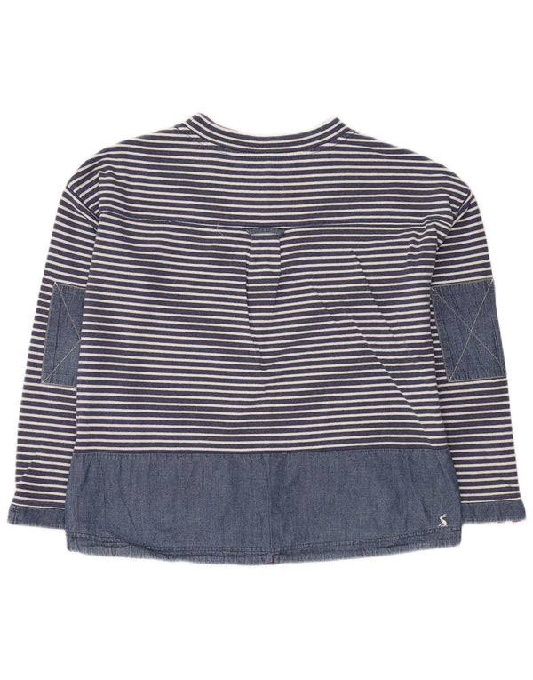 JOULES Womens Sweatshirt Jumper UK 14 Large Navy Blue Striped Cotton